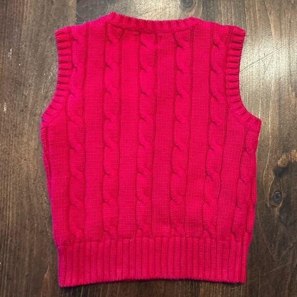 ⭐️Chaps Ralph Lauren Cotton Red Cable Knit Sweater Vest Toddler Sz 2T Chest Logo - Picture 4 of 6